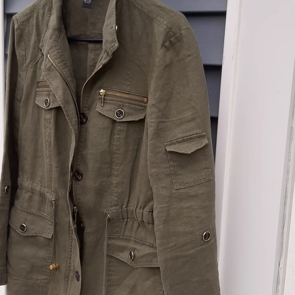 100% linen military utilityjacket great shape by inc internationa… - Picture 2 of 5